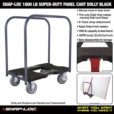 Heavy Duty Panel Cart Dolly With Black Steel Frame And Grip Grabbing 6 Inch Swivel Casters Hassle Free Moving Gear For Contractors And Movers Optional E Strap Safety Lanyard Included
