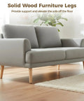 Solid Wood Furniture Leg Set 4 Pcs 7.9 Inch Angled Cone Legs With Anti Slip Pads in use under a grey sofa