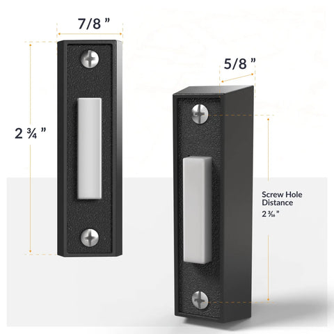 LED Lighted Doorbell Button In Black Plastic, No More Fumbling After Dark, Classic Rectangular Design, BT4BL Replacement