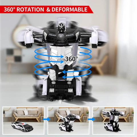 Transforming Remote Control Car For Kids Two In One Vehicle Converts To A Robot With One Button Deformation And 360 Degree Drifting