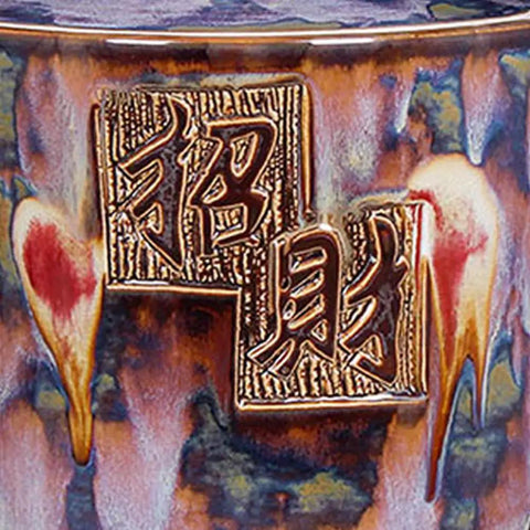 Heavy Duty Ceramic Rice Dispenser With Secure Push Lid, decorative lid design detail on airtight kitchen storage jar.