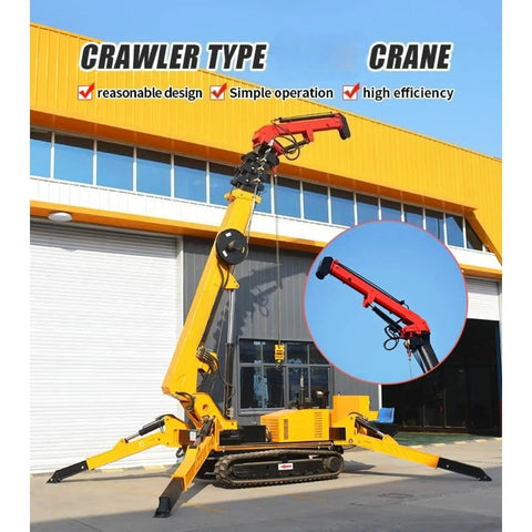 Compact Mini Crawler Crane With 360 Degree Rotation And Multi Stage Boom Portable Hydraulic Lift in front of factory