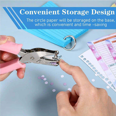12 Pcs Handheld One Quarter Inch Hole Punches For Crafts With Grip Handles in use for scrapbooking, pink handle