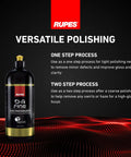 Bottle of DA Fine High Performance Car Polishing Compound 1000 Ml Yellow on a red and black textured background.