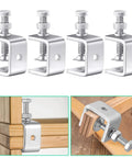 Heavy Duty 4pc C Clamp Set With Adjustable Knobs For Woodworking And Welding Tables Industrial Strength Grip Tools Applied on wood.