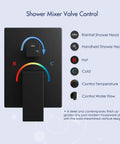 Shower mixer valve control for 10 Inch Matte Black Shower Set With Square Rain Head And Handheld, temperature and flow control