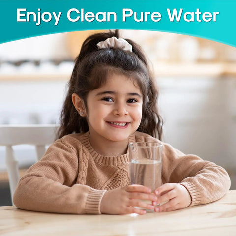 Child drinking water, showcasing NSF ANSI 401 Certified Refrigerator Water Filter Replacement benefits.