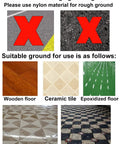 Image showing surfaces suitable and not suitable for 2 Inch Rubber Caster Wheel Set Of 4 With Five Sixteenth Inch By One And A Half Inch Stem And 20mm Socket Inserts For Furniture Crib Trolley Dining Car Casters Easy To Install Durable Quiet Rolling For Home And Workshop.