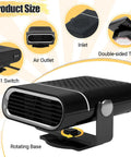 Portable 12V Car Heater Brings Road Trip Ready Warmth Straight To Your Dash For Quick Windshield Defrosting With Easy Plug And Play Cigarette Lighter Setup For Any Winter Drive showing design features and controls.