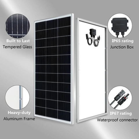 Beefy 150 Watt 12 Volt Solar Panel Kit With 20 Amp Charge Controller for RVs Boats Trailers and Campers Off Grid System