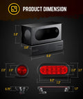 Heavy Duty Steel Trailer Light Box Kit DOT Approved 6 Inch Oval Red Tail Lights 10 LED dimensions with 2 Inch Side Markers.