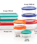 Glass Food Storage Set With Mixed Sizes And Lids, Round And Rectangular Containers, 18-Piece BPA Free, close-up of containers