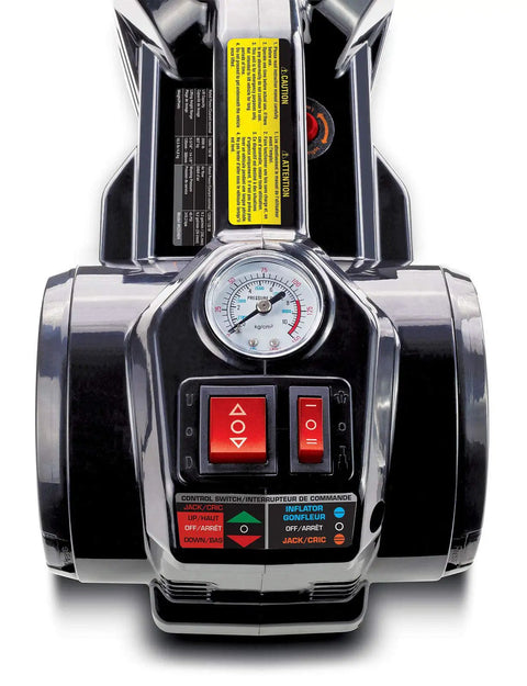 Heavy Duty Electric Floor Jack And Quick Fill Tire Inflator Pump Combo For Fast Flat Fixes 2 In 1 Pit Crew Essential With 1 Ton Lift Rating Easy Car Battery Powered Roadside Hero Gear