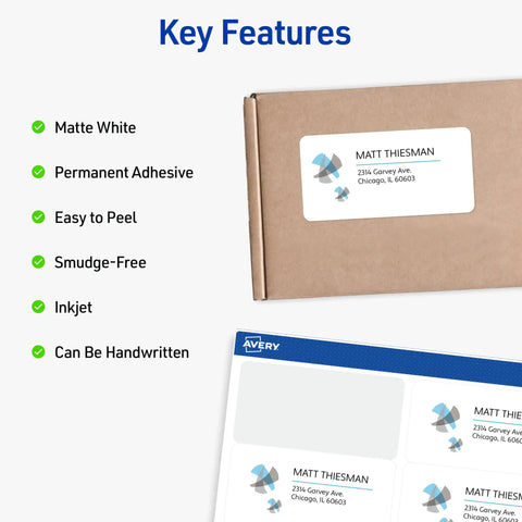 Half Sheet Shipping Labels For Inkjet Printers 5.5 X 8.5 Inches White Customizable Mailing Stickers 50 Count on packaging with features.
