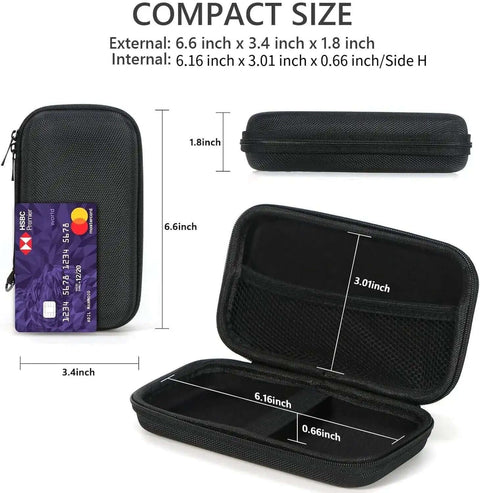 Premium Hella Tough Hard Eva Protective Travel Pouch With Slick Mesh Pocket Black Go Anywhere Heavy Duty Carry Case dimensions shown