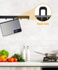33 Pound Digital Kitchen Scale With Large 9 Inch Weighing Platform, Touch Control, LCD Display, stainless steel, hangable design