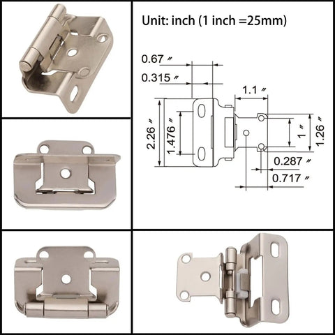 Antique Steel Cabinet Hinges For One Half Inch Overlay Doors Partial Wrap Half Hide Style Soft Close Closing Durable Kitchen Hardware