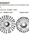 6 Inch Plus 8 Inch Steel Wire Trimmer Head For Weed Eater And Wheel Brush Cutter Heavy Duty Manganese Steel Includes Two Adapters