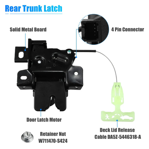 Mustang Trunk Latch Actuator DR3Z-5443200-A For Ford 2010-2014 Coupe Rear Deck Lid Latch Motor with 4 Pin Connector and Cable