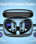 Wireless Earbuds Bluetooth Headphones With 80 Hour Playtime In Charging Case LED Display showing power levels