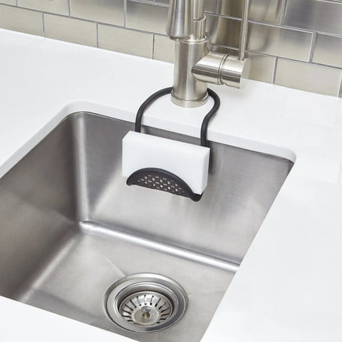 Flexible Sling Sponge Holder for Kitchen Sink No Suction Cups Non Slip Caddy That Grips Faucets and Sink Dividers Dries Sponges Fast