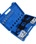 Awesome GFSGHZZ Hand Riveter Tool Set With Auto Locking Mechanism And 126 Piece Rivet Kit For M3 To M12 Fasteners Perfect For DIY Pros and Home Projects blue case with rivet tool and bits
