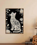 Cat Themed Pearl Diamond Painting Kit For Adults And Beginners, Sparkling Crystal Gem Wall Art Home Decor 11.81 By 15.75 Inches featuring a pearl cat design on a canvas, hanging in a cozy room interior.