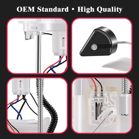 Close-up of Fuel Pump Module Assembly E8937M Drop In Direct Fit Replacement For Toyota Camry 2.4L 2.5L showing connectors and wires.