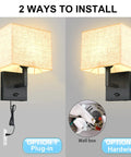 Cozy Plug In Wall Lamp With Dimmer And USB Port, Rustic Contemporary Wall Sconce next to hardwire installation option.