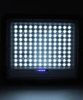 Mingzhe Solar Flood Light 400W, Monocrystalline Panel showing illuminated LED panel with bright white lights.