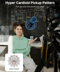 Woman explaining hypercardioid pattern with D2 Wireless Shotgun Microphone With Hypercardioid Condenser Pickup For Cameras Smartphones PCs And DSLRs Go To Mic For Filmmakers Interviews YouTube And Vlogging 200m Range And Ultra Low Latency in studio.