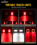 Partsam portable trailer light kit collage showing red stop/turn/reverse LEDs and white backup LEDs; Partsam logo visible