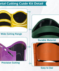Close-up of Magnetic Metal Pipe Cutting Guide Kit For Pros With Six Diameters, showing cutting range and material details.