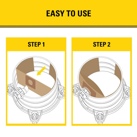 Illustration showing easy setup steps for 3 Pack Disposable Vacuum Bags For 1-3.5 Gallon Wet Dry Vac Dust Bag Compatible With SL18136