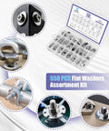 Heavy Duty Fender Washers Assortment Kit in 304 Stainless Steel, Flat Washers Set for Screws and Bolts with 550 pieces in case
