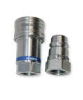 One Half NPT Quick Connect Hydraulic Coupler ISO 5675 Ball Style Heavy Duty With One Half Inch Body shown unconnected