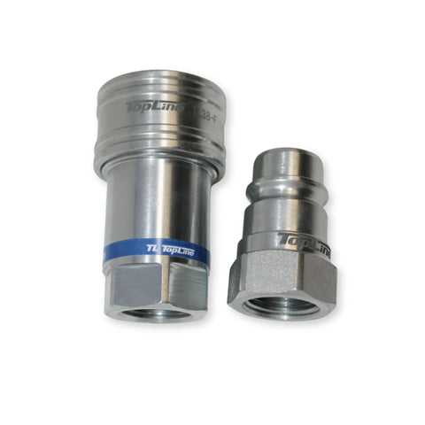 One Half NPT Quick Connect Hydraulic Coupler ISO 5675 Ball Style Heavy Duty With One Half Inch Body shown unconnected