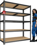 72 Inch Heavy Duty Garage Storage Shelves With 5 Adjustable Tiers Suitable For Garage Workshop Or Warehouse 2400 lbs Total Load