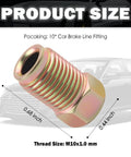 Three Sixteenth Inch Brake Line Fittings Kit With Invert Flare M10 By 1.0 Metric Threads Direct Replacement For Old Car Parts Brake Lines Union Space Saving And Easy To Install For Brake System Repair, 0.68 inch