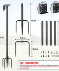 Illustration of Beefy 79 Inch Bird Feeder Pole Stand For Outdoors Adjustable Steel Mounting Pole With 1 Inch Diameter Post