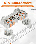 Diagram of DIN Rail Terminal Block Kit For Quick No-Fuss Wiring With Twin Spring Push-In Connectors And Screwless PT Setup