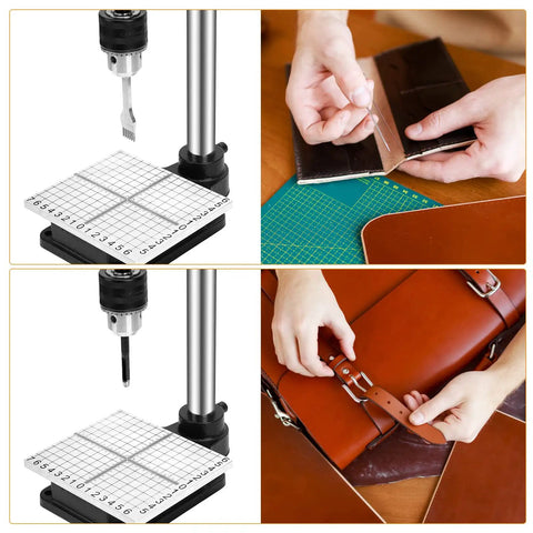 Multi Function Leather Hole Puncher Hand Press Tool For DIY Crafting Leather Cutting Embossing Rivet And Snap Button Installation Punch Holes Cut Form And Press With Adjustable Modes in use for leather and bag work