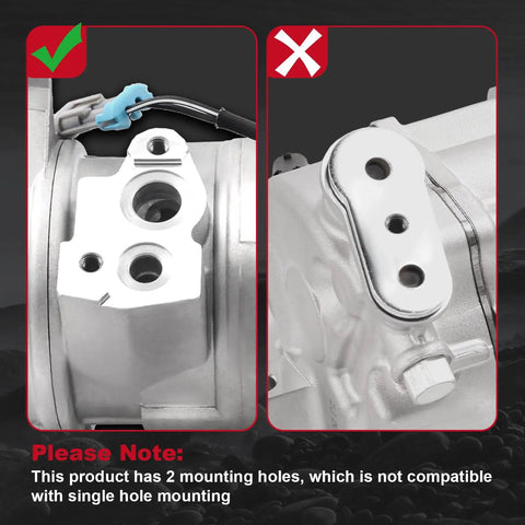 AC Compressor With Clutch Kit For Chevy Silverado Tahoe Suburban Sierra Yukon 1500 Trucks side-by-side comparison of mounting holes.