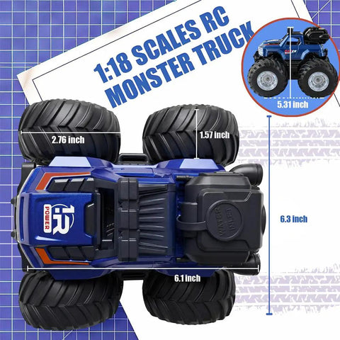 1 18 Scale RC Monster Truck For Kids With 4WD Drive Music Mist Spray And LED Lights Dope 360 Spin Stunts And Stand Up Driving