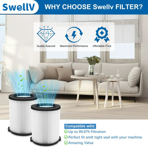 VF4000 Replacement Filter For 5 To 20 Gallon Wet Dry Vacuums And Husky 6 To 9 Gallon Models, living room setup