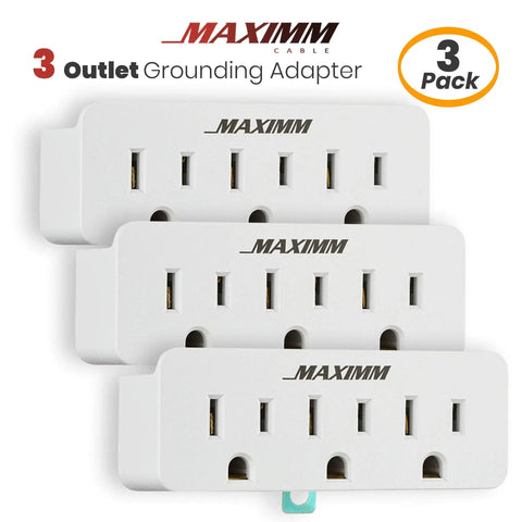 Turn A 2-Prong Outlet Into Three Grounded Outlets With A 3-Pack White Adapter Converter, 2-To-3 Prong Grounding, ETL Listed Fireproof 395F, Space-Saving Plug-In Extension For Home, Office, Dorm, And Travel