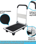 Foldable Platform Cart With 330 Lb Capacity And Two Ropes, black platform and folding armrest, reinforced bar