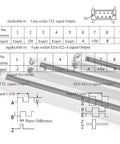 Schematic of 9 pin socket TTL and EIA-422-A signal output for electronic devices, detailing pin positions and signals.