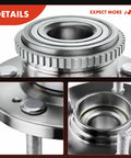 Close-up of metal rear wheel bearing and hub assembly with ABS ring for Hyundai Santa Fe 2001-2006, 5-lug fitment.