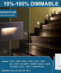 Six Pack Outdoor Step Lights 120V 3CCT Selectable Dimmable LED Stair Lighting In Brown Aluminum, Waterproof ETL Wet Rated, illuminated steps